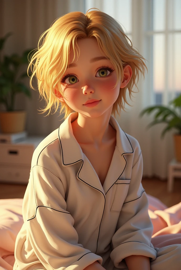 blonde hair dressed in pjmsk clothes