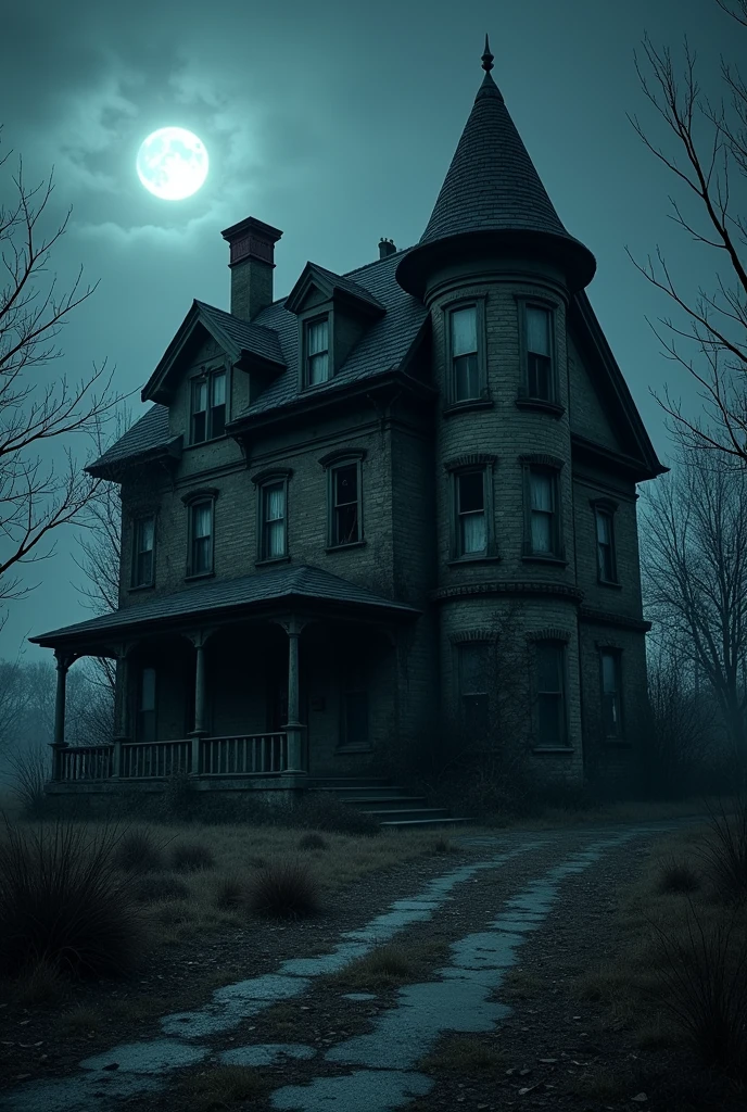 Looking for a picture of an old wrecked house (at night)