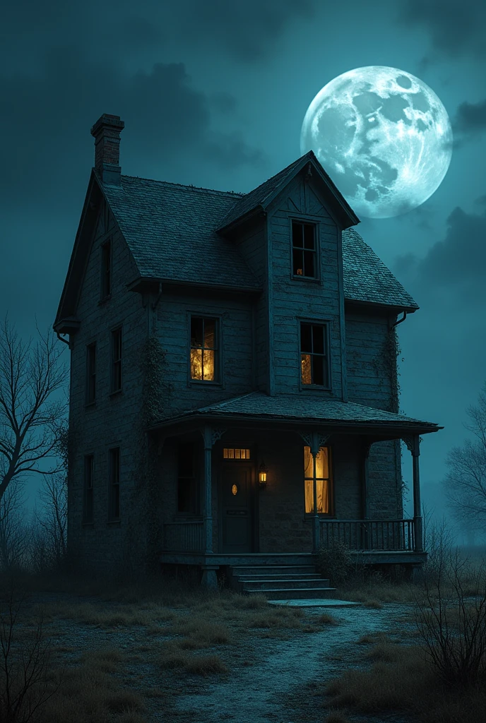 Looking for a picture of an old wrecked house (at night)