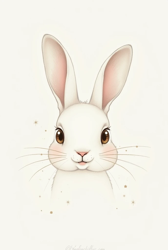 just the colorless outlined face of a bunny with glitter