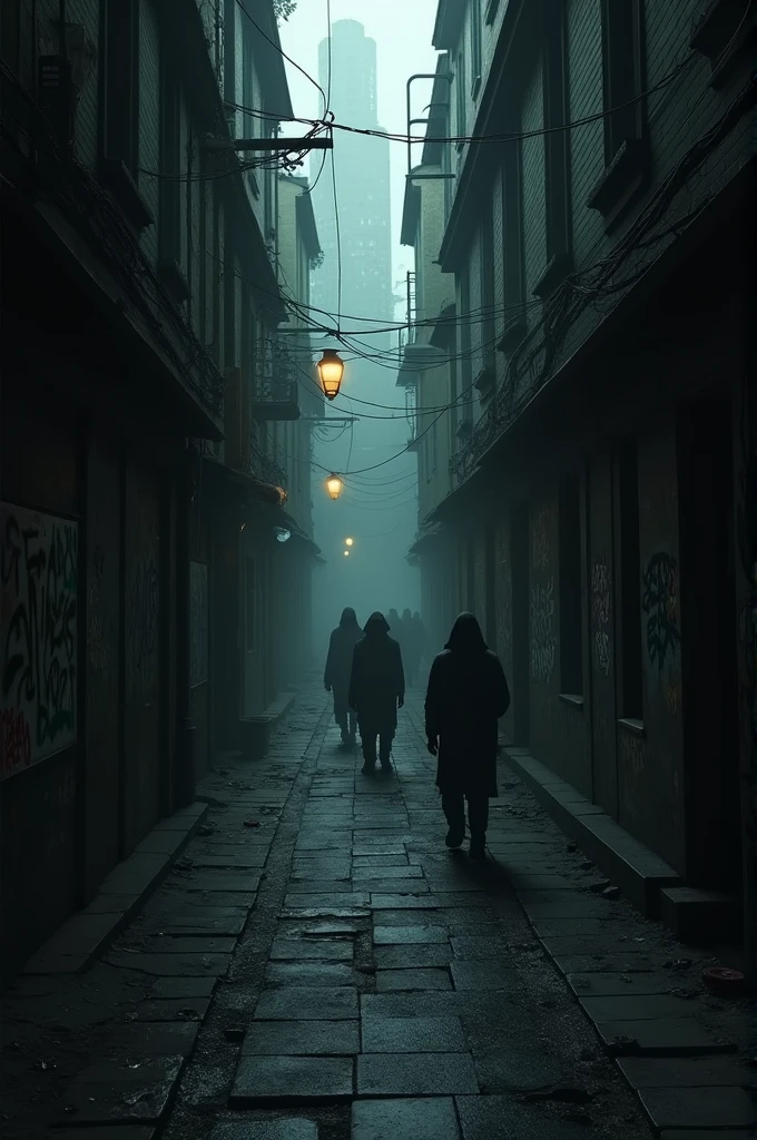 Create a street with a dark alley