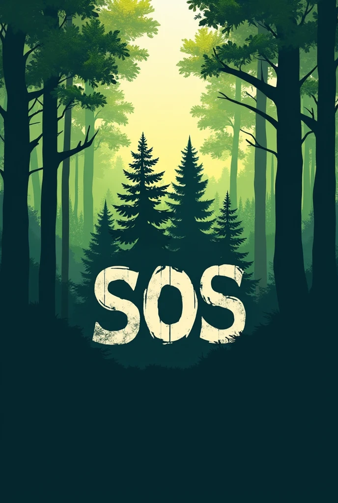 Create a written app logo " SOS Atlantic " and that has to do with the forest 

