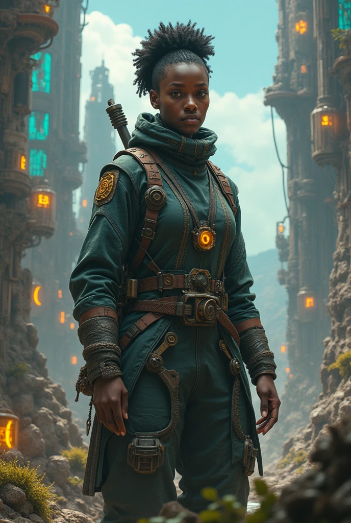 Black female engineer in a fantasy world