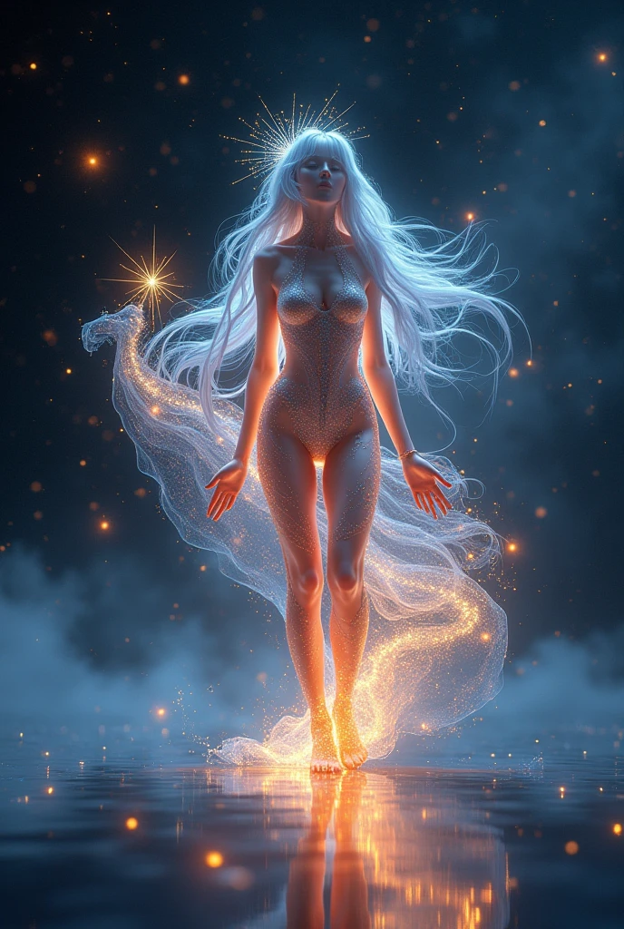 1girl, solo, full body, (masterpiece:1.21), (best quality:1.2), colorful, (illustration:1.2), (cinematic lighting:1.1), magic lights, floating , genitalia visible, naked , spread legs, ginger long hair with braids, floating hair, magical lights in her hands, glowing eyes, focus expression, mage battle pose