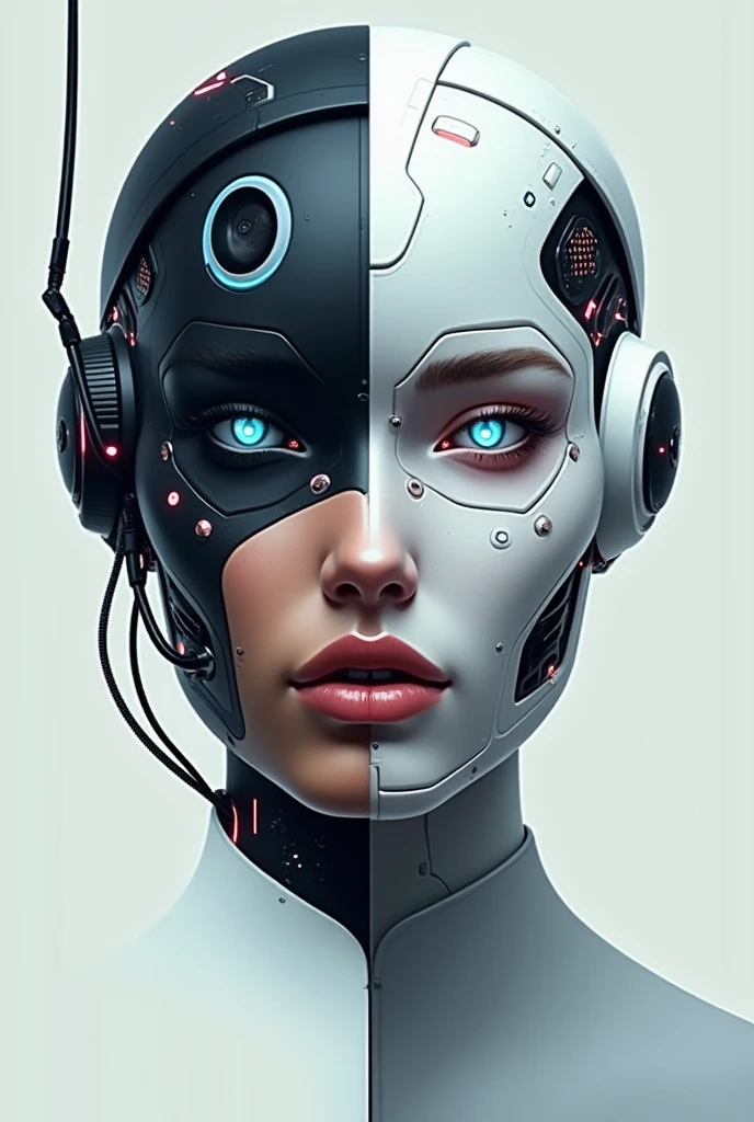 logo half human half robot face for model agency
