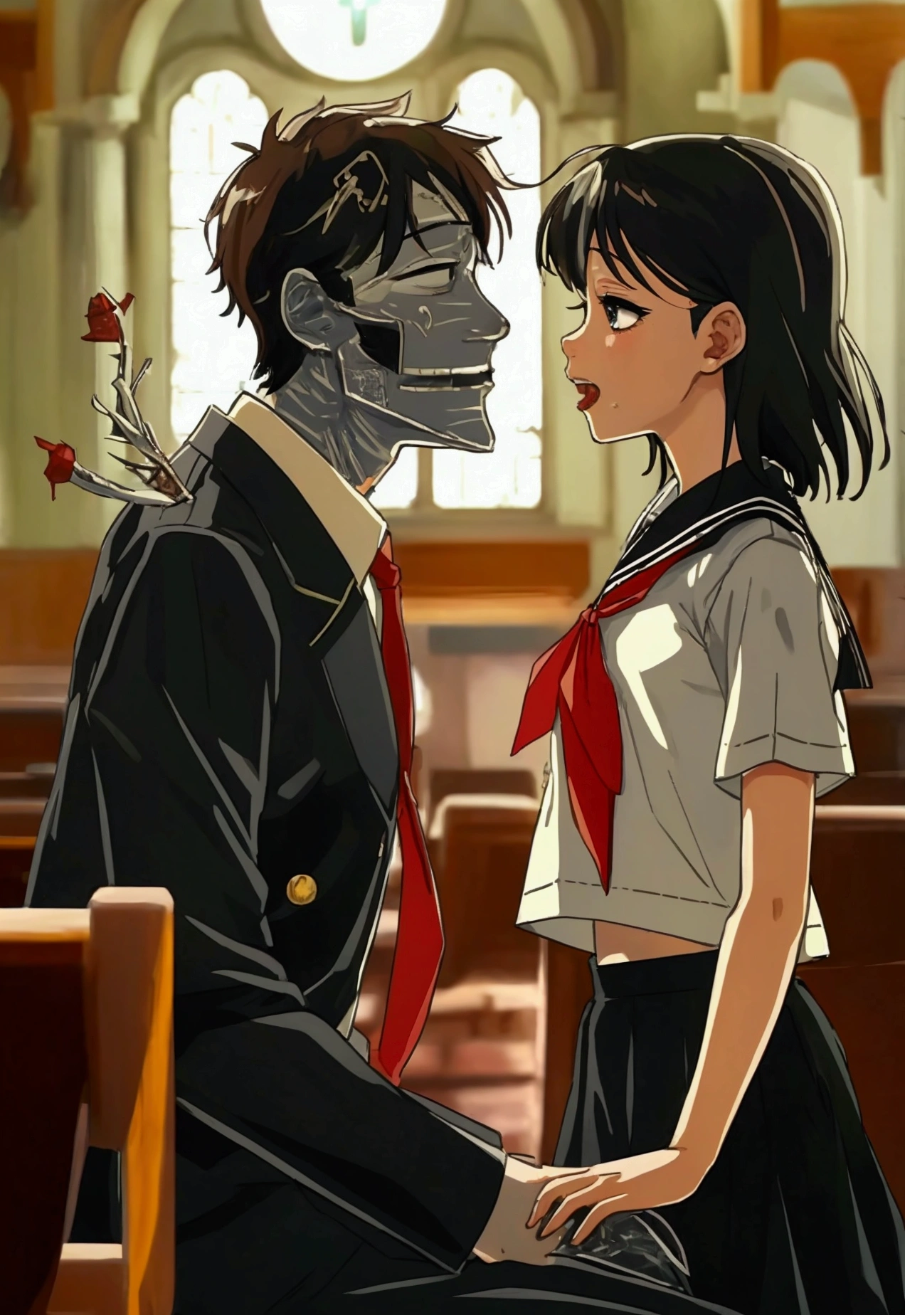 Jesus Christ encounters Hanako in a church, where she explains her pranks on her teacher. He seduces her by touching her intimately inside the church, silencing her moans, and then leads her to Mr. Richard's classroom. Jesus forces Hanako to straddle Mr. Richard's face, making her receive oral pleasure as punishment. While this is happening, Jesus summons a carnal entity to tease Hanako's breasts, mingling her discomfort with pleasure.