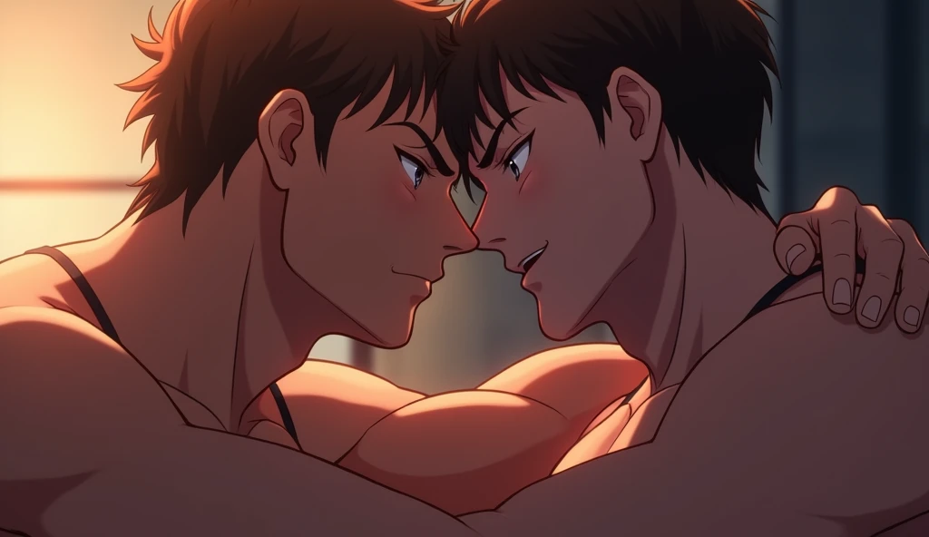 gay Man having sex with another gay man. anime image
