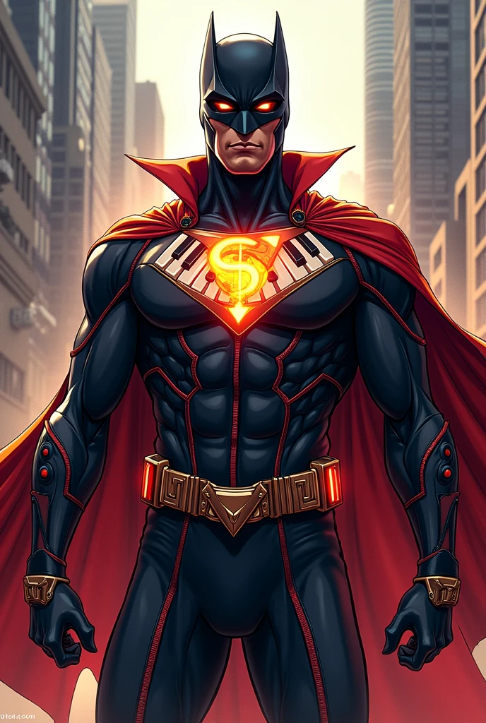 Piano man superhero suit
