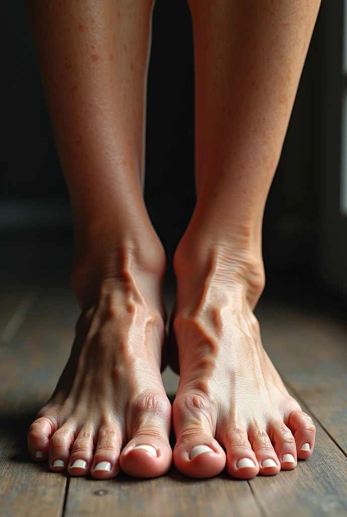 feet of a mature woman ultrarealistic, tres détaillé from a phone