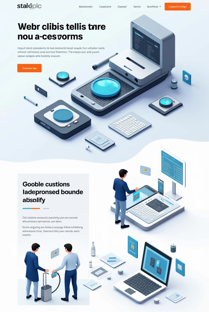 I need an image that shows an intuitive web platform for technical service for cell phones and artificial vacuum cleaners, and show the parts that may cause problems for customers