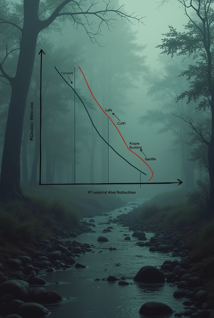 generate an image of a ffp graph Some scientists believe that natural resources are being rapidly depleted. Suppose there are only two inputs (labor and natural resources) that produce two goods (concerts and gasoline) without society's technology improving over time. Show what would happen to the PPF over time as natural resources were depleted..