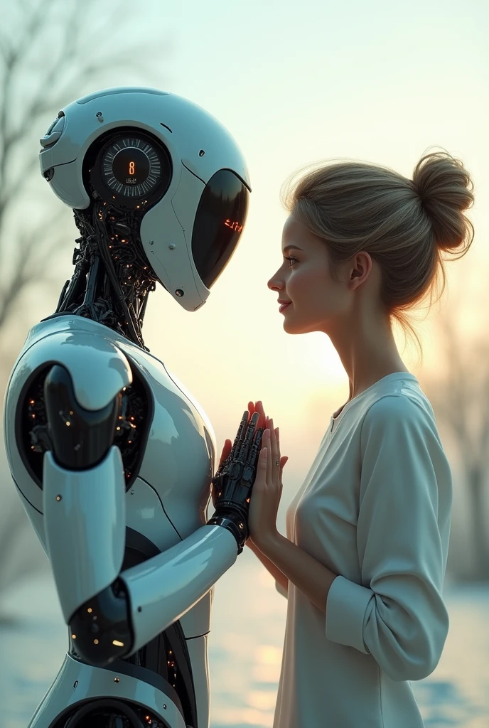 AN IMAGE OF AN AI WITH A HUMAN HOLDING HANDS