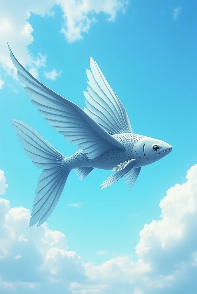 A fish with wings in the sky
