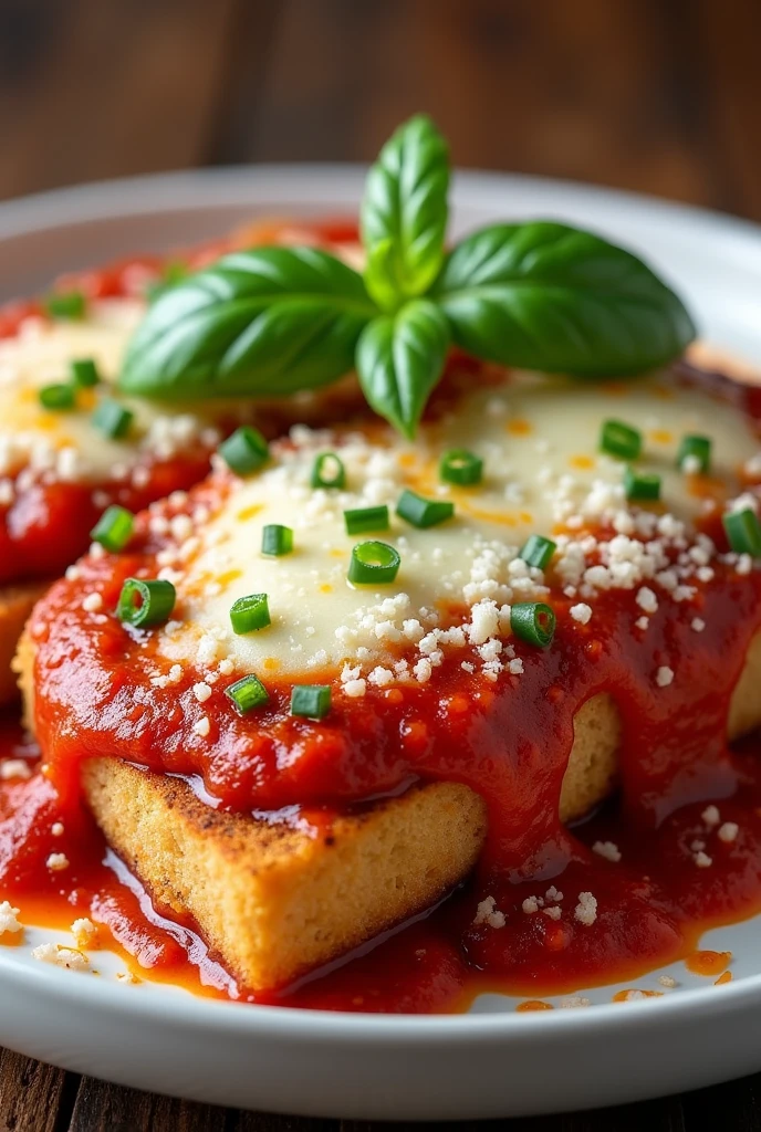 a plate of beef parmigiana