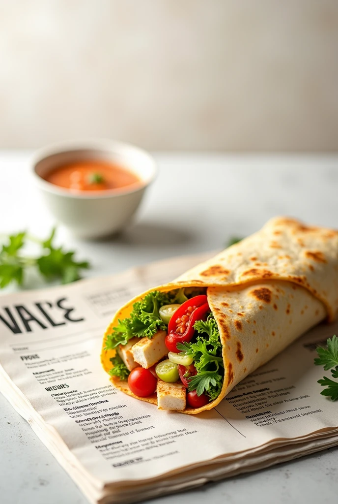 A menu type image with a Wrap dish price 100