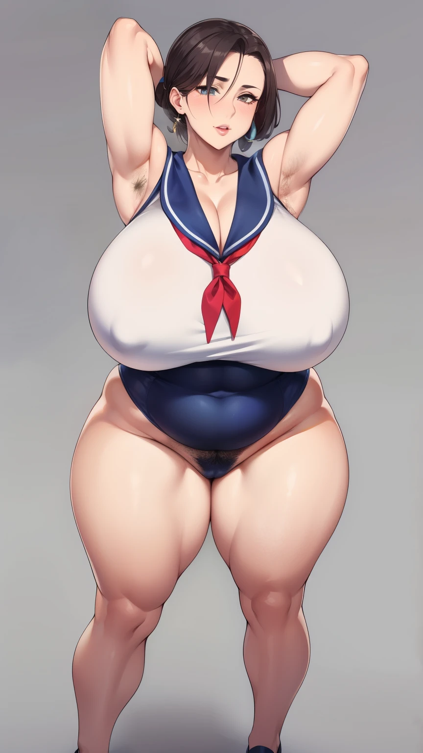 Big Breasts, Big Hips,Full Body Shot, Mature mother, Whipping the lower body, Plump thighs, ox, Seductive mature woman, Perfect body, Plus Size Model, Very thick pubic hair, very dense armpit hair, Sailor suit, Wear a miniskirt,