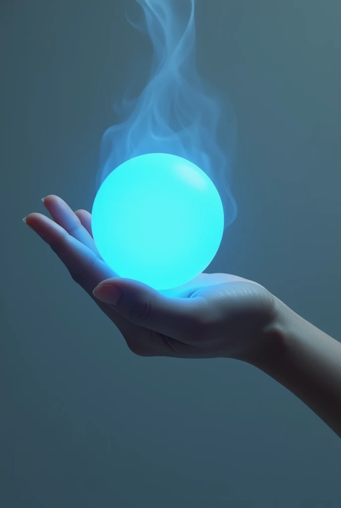 Create an image of a hand, in that hand there would be something blue in the palm of it, this would be something that completely covered the palm of the hand, spread evenly