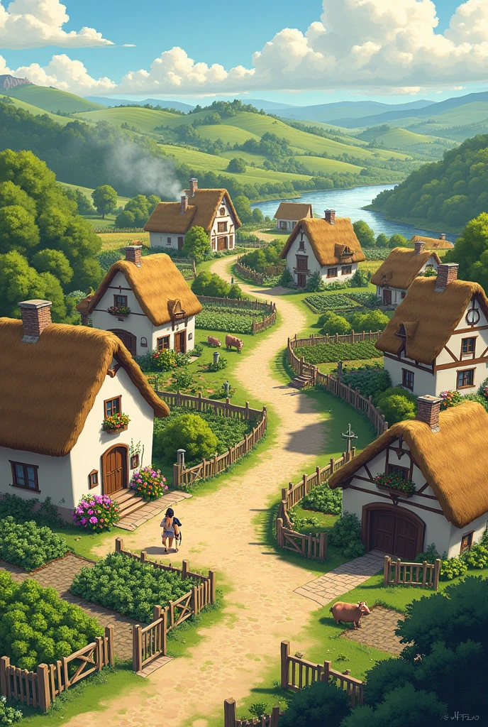 Village scenery for sketch