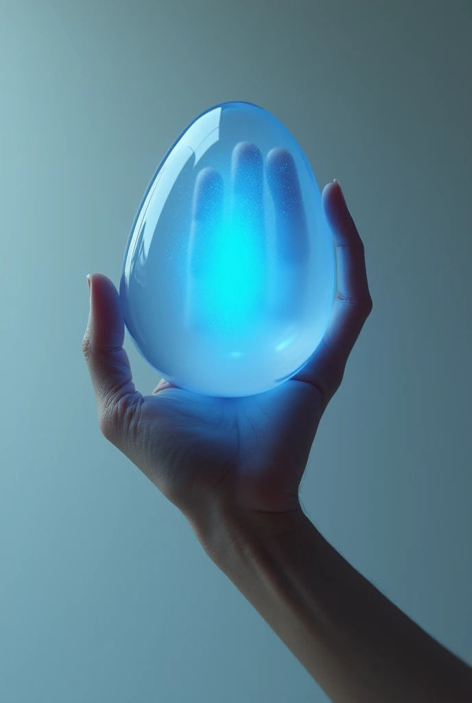 Create an image of a hand, in that hand there would be something blue in the palm of it, this would be something that completely covered the palm of the hand, spread evenly