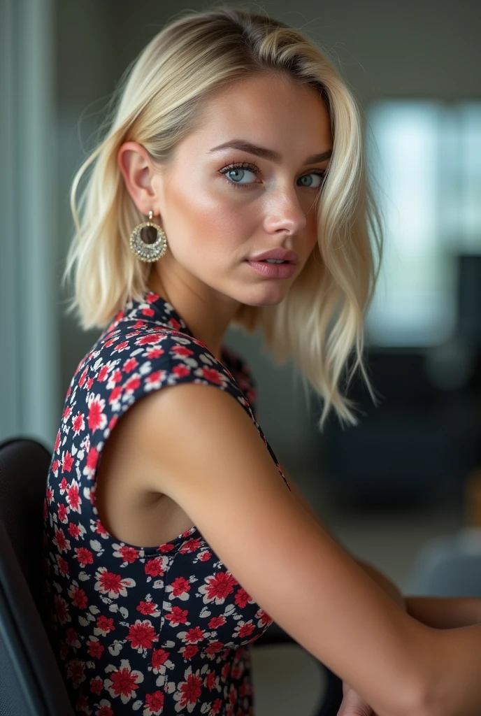 Skip school, ass grab, pov happened, pussy, Anus, spread pussy clara, blue eyes, blonde hairearrings, short dress, Looking back at the viewer, reserved, ashamed, blush, , good quality, masterpiece, Mix a blonde girl in a patterned dress, Sitting in an office chair and looking to the side (Isabella Deltore, Ursula Karven, blonde Behati Pinsloo und blonde Meghan Markle), Sun-tanned skin, Hairline, Blonder Bob with vielen blonden Strähnen, bleached blonde bob hair, Shoulder Bob, , Blonder Bob with vielen blonden Strähnen, pointed nose, bleached blonde bob hair, Shoulder Bob, Subscribe to something, 4, lifted face, Nose for Plastic Surgery, Vampir-Lifting, Pores on the cheeks, broad nasal bone, Eye wrinkles, small laugh lines, Hautpo, Pointed cheekbones, HIGH CHEEKBONE, Almond eyes, Schmale Almond eyes, Smokey Eyes Make-up, Vamp Make-up, Subscribe to something, brownish skin, Surgical lips, detailed face details (freckles, folds, Hautpo) Full body image of (woman, stand, with, Arms crossed,little smile), (detailed Realistsc face), (((Hyperdetailed))), symmetrical face, detailed students, expressive make-up, Real photography, modern look, Real photography (Realists:1.5); She wears various sexy colorful dresses, Bold dark eye makeup Vamp Mascara, eyelashes, Show hips, Confident Pose, woman , eyeshadows, spectacular show make-up, Image grain, pixel grain, high contrast, Hips posing, sexy hips, Full body shot, long legs, sexy legs, large , large , busty, She presents her body cheekily, provocative for the viewer, sexy attitude, Office Background,