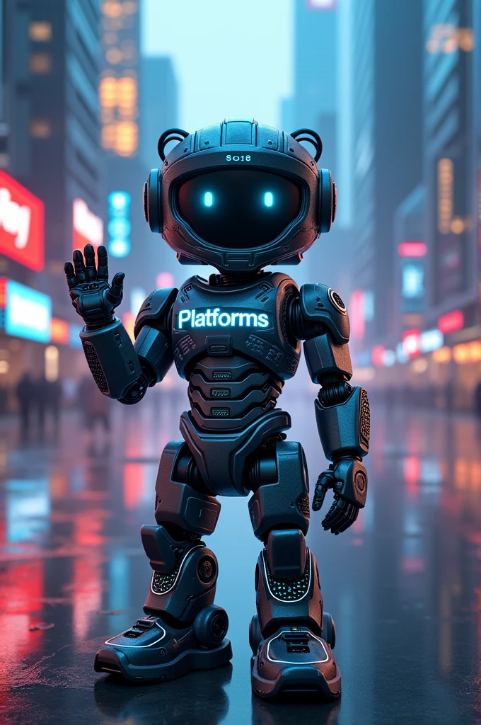 We need to create a mascot for my company specifically for my area called platforms., It is an IT engineering company and I want you to help me create a mascot highlighting either its clothing or suit, whatever you are going to include the name of the platforms and also the ending of DEV-OPS, just as you generate an innovative number