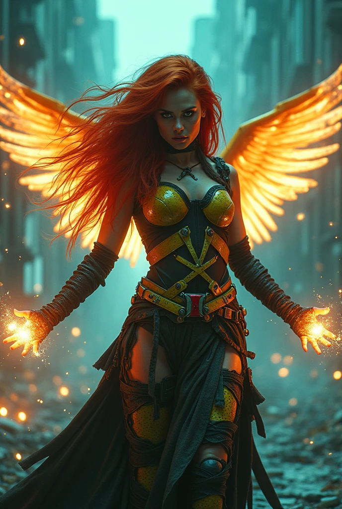 Rain, fragments, particles blender
Actor female Phoenix cabelo ruivo Akira kaneda's cyclops creepy monstrous scary as Phoenix Energy blast of futuristic nanopunk viking traje viking Year 2099s from X-Men's filmed by ZackSnyder,cyclops dress traje semi rasgado , fighting against thugs X-men Full body , traje rasgado semi Pearl yellow black neon-infused psicodélic fragments splash Snowflakes X-shaped stripes raytracing fashion Week , variant angles, captured with award-winning photography technique, cinematic, dark environment, bokeh, grainy, urban-xmen setting, blurry, IMAx, filmed with Kodak portrait 400, 200mm, f2.8, high resolution, teal filter.Adicione efeitos com chuva, e. Novas cores e trajes diferente em cenas imagens feita, atraente sexy traje curto