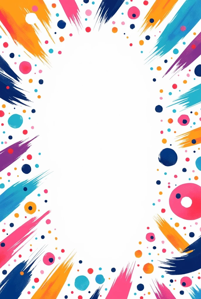 create a white layout background with strokes, dots and scribbles of various shapes and styles, with color variations for each scribble in blue, orange, pink, and purple