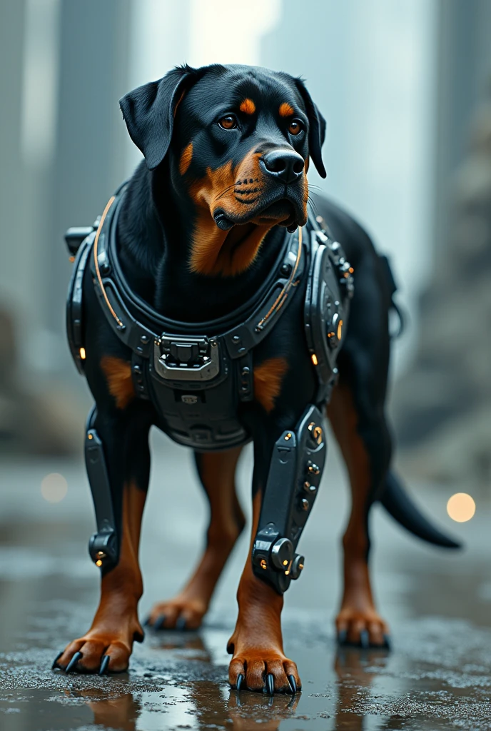 A Rottweiler dog futuristic technology

