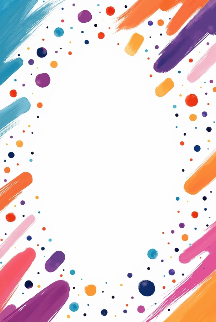 create a white layout background with strokes, dots and scribbles of various shapes and styles and uniformly throughout the image, with color variations for each scribble in blue, orange, pink, and purple