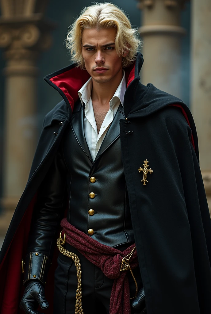 An incredibly handsome and masculine toreador vampire, he is blond and is a knight templar, He is a 5th generation vampire therefore very powerful, he has a beautiful crucifix that is always with him and a cape