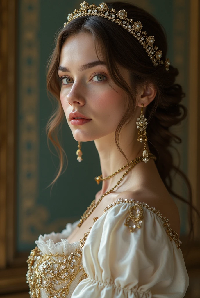 modern day version of marie antoinette, a elegance woman from upper-class family in Austria, European noble, wearing modern cloth in old money fashion style