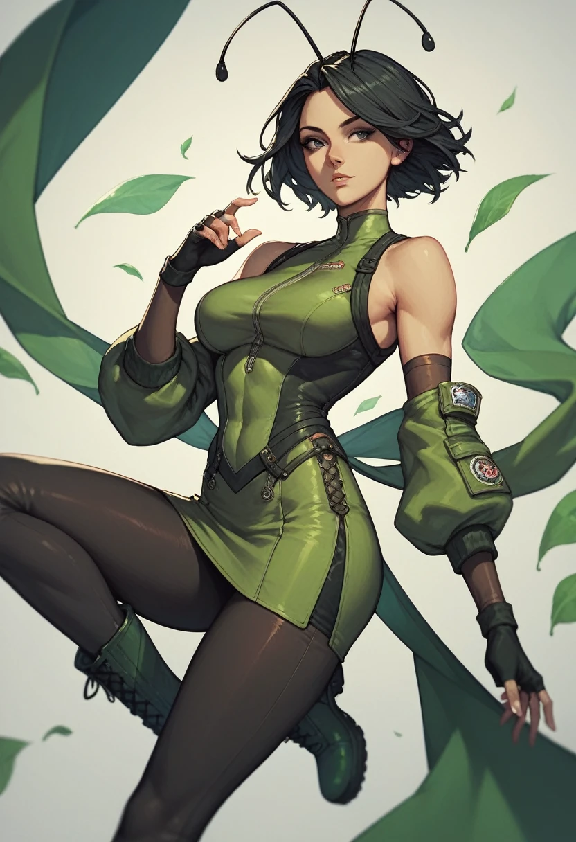 (photo in RAW format, 4k, realisti, Exquisitely detailed skin), tmasterpiece, beste-Qualit, official arts, Unity 8k壁纸, Ultra-detailed, (dark scene, Low key, soft-lighting), cienatic look, high saturation, Beautiful anatomy, Perfectly proportioned, best anatomy, A girl, business suit, (Shorts with knee-length skirt:1.4), shapely body, cowboy shot, a 1girl, 1 mesh, holding, 独奏, big breastes, generous cleavage, bloods, red background, walking among bamboo forest, Looking at the floor, green colored eyes, variegated, sexy pose, combat pose, (perfect anatomy, Ideal proportions of the whole body), (extreme close up portrait).