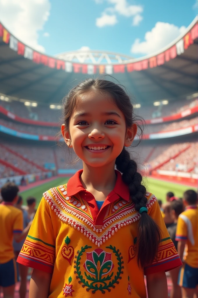 Girl wearing Peru shirt at the stadium