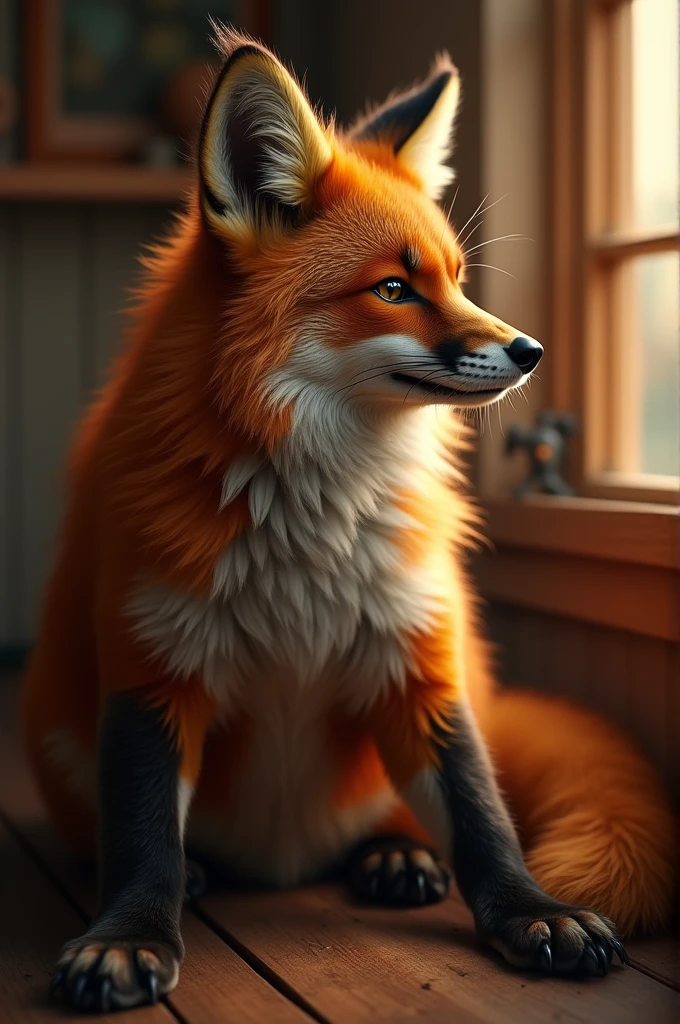 Furry fox girl, in the midle of a blowjob,