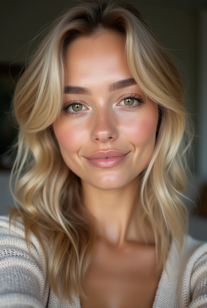 femme 20 ans, fille sexy aux yeux brun, ultra réaliste, minutieusement détaillé, Portrait de Sophie Mudd, cheveux blonds et grands yeux, selfie d'une jeune femme, Violette Myers, sans maquillage, maquillage naturel, regarder directement la caméra, maquillage subtil, superbe photo, buste de taille moyenne à grande