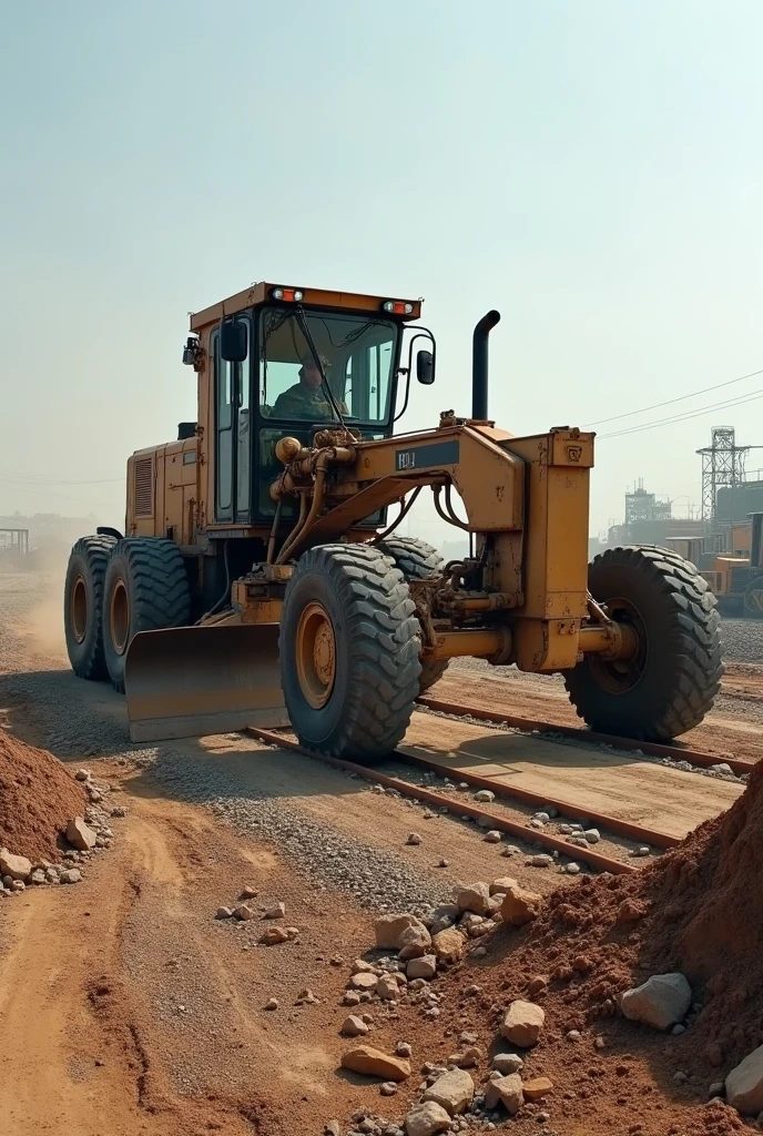 a motor grader working