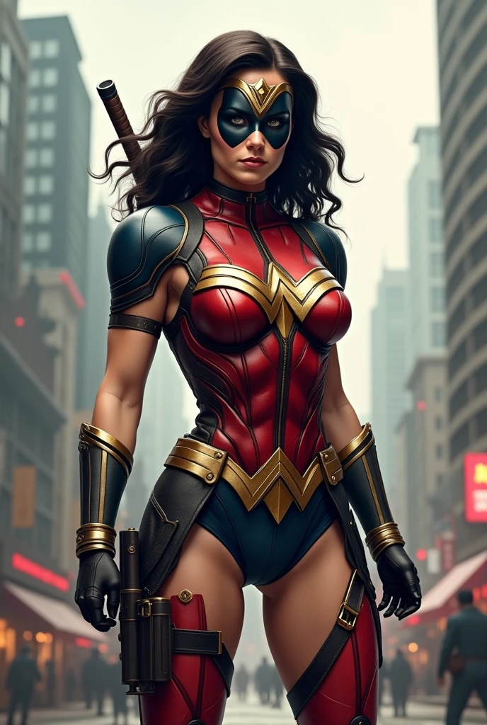 Wonder woman Con el traje de Deadpool
