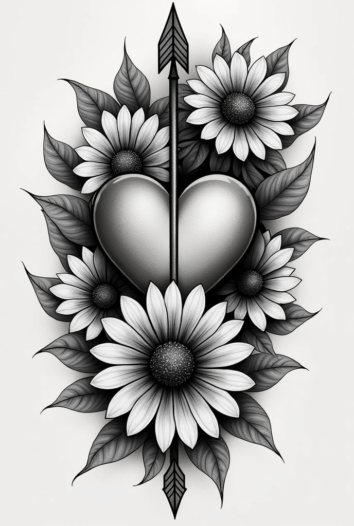 I want to remake a tattoo that my grandfather had. It was a heart with an arrow and a cross. See image. I would like to have a half sleeve tattoo with the heart redesigned as the centerpiece. I’d like the heart to also have an arrow and a cross. I would like to have a floral design on the sleeve with focus on daisies. Attached are images that I found online that catch my eye. I prefer a back and white tattoo. And designed for a man