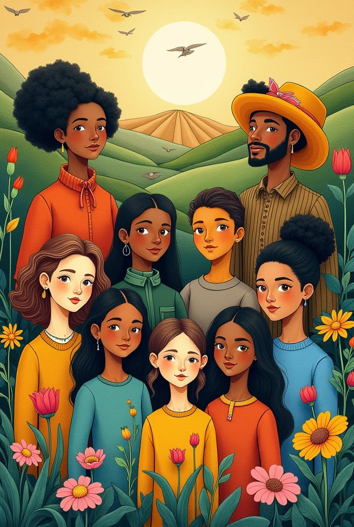 I would like one about the values and appropriate behaviors that generate a healthy and harmonious coexistence in drawing style please