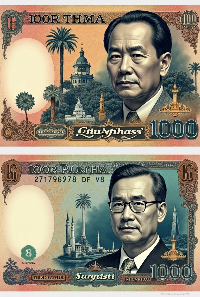 make an front and back creative Philippine 1,000 peso money