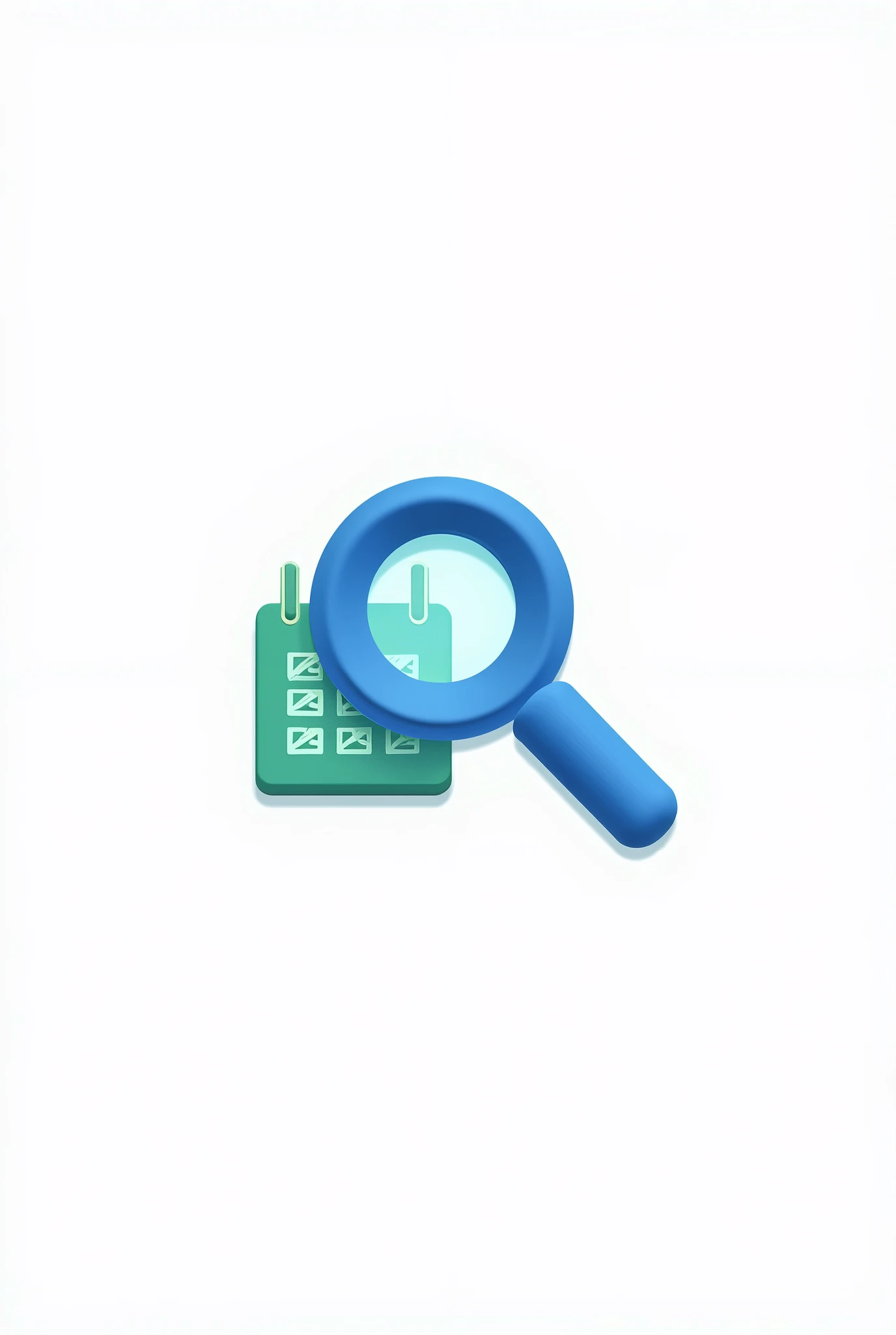 A vectorized magnifying glass and a small, discreet calendar for a logo. The image must be both joined in the same image. logo template for an offers page the magnifying glass should be blue and the calendar green