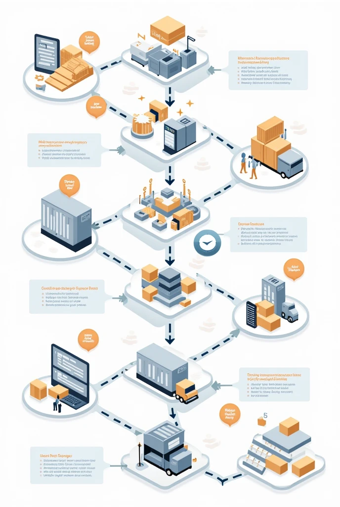Supply chain with its steps in a visually understandable way