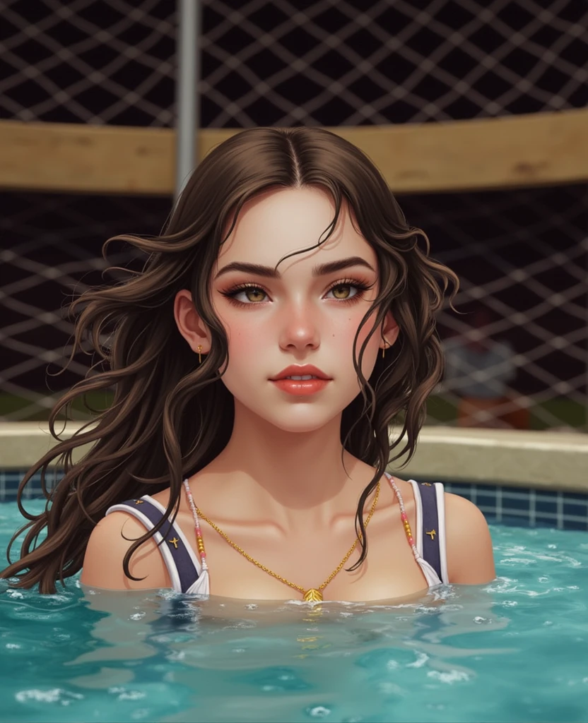 1 girl with dark brown hair