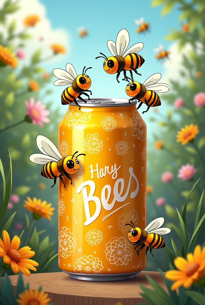 Make a soda can with bees on it 