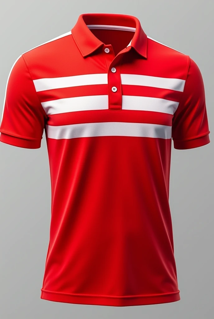 Red polo shirt with white stripes