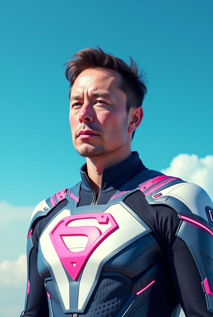 Blue sky  super hero suit with  elo's face