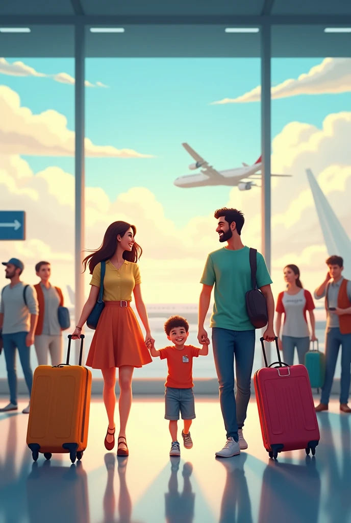 Lumion Family travel at the airport Generative AI