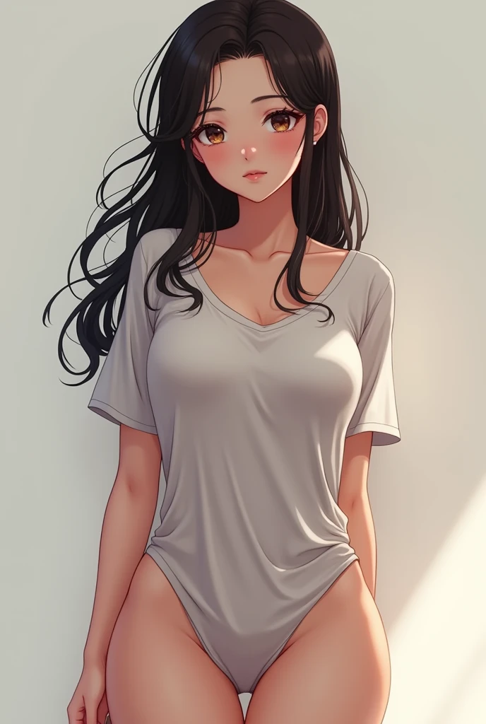  with wet anime t-shirt showing her breasts