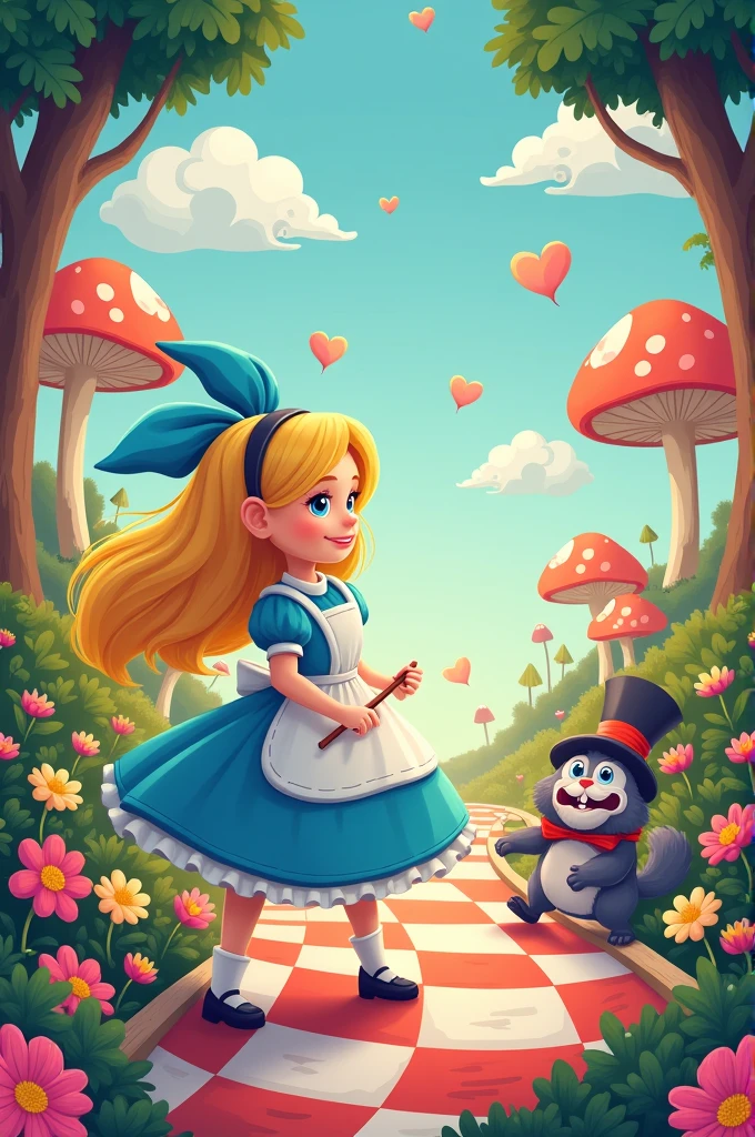 Create some Instagram designs for a Children&#39;s Day campaign for Cacau Show with the playful theme of Alice in Wonderland 