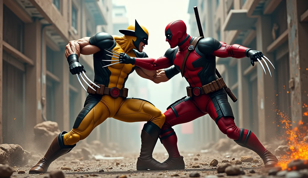 x-man wolverine fighting with deadpool (master piece)